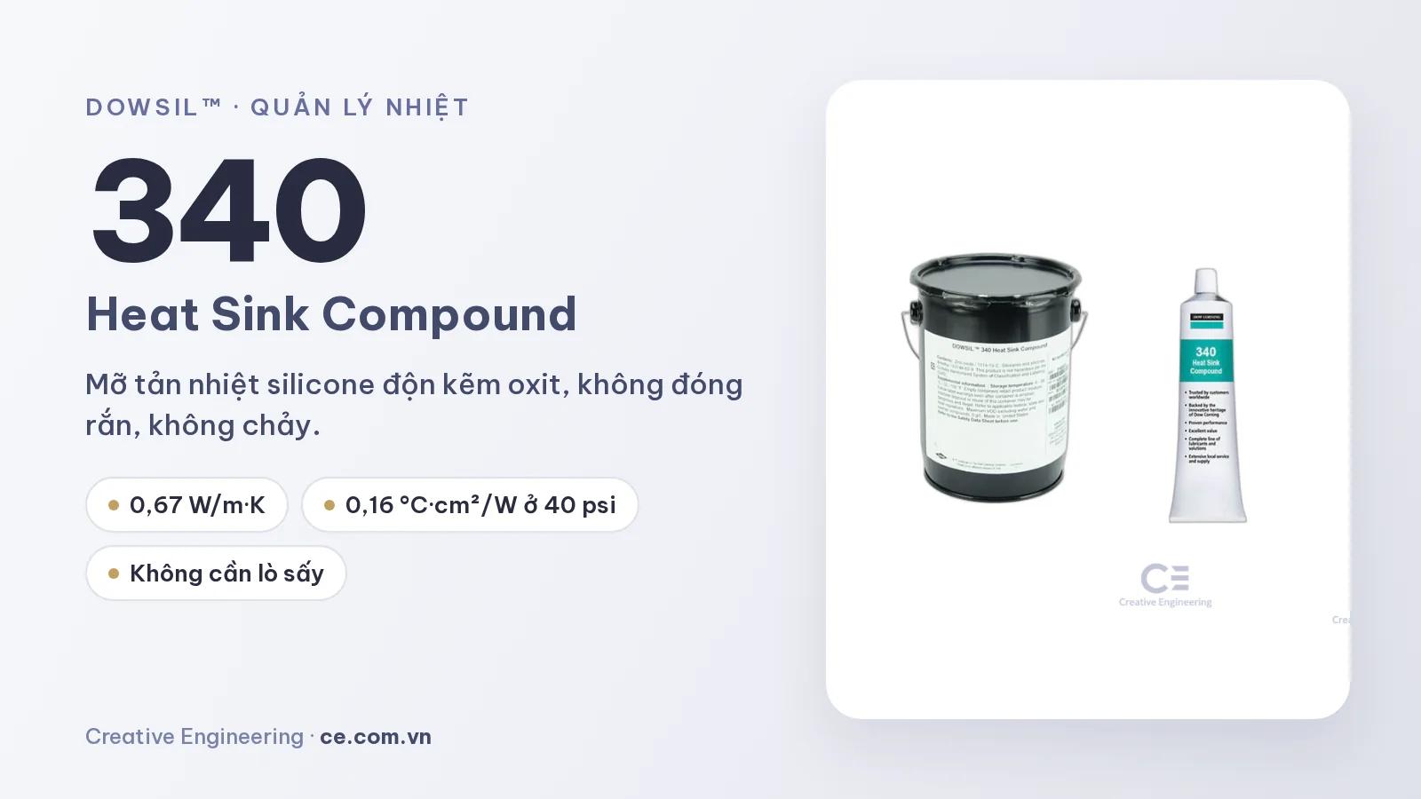 Mỡ tản nhiệt DOWSIL 340: thông số, cách bôi lớp mỏng và khi nào chọn mã khác