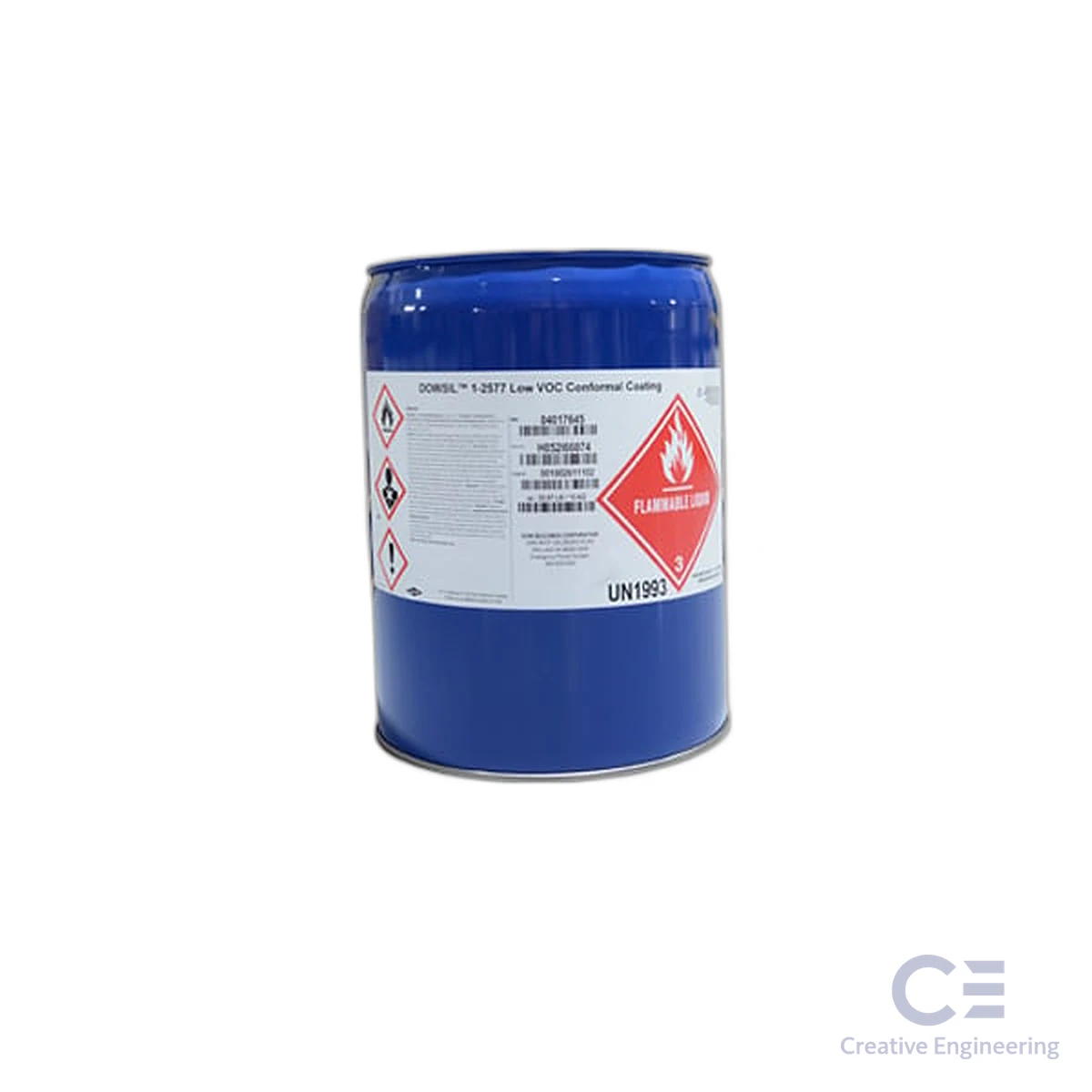 Thùng DOWSIL 1-2577 Low VOC Conformal Coating 15 kg, nhãn chất lỏng dễ cháy UN1993